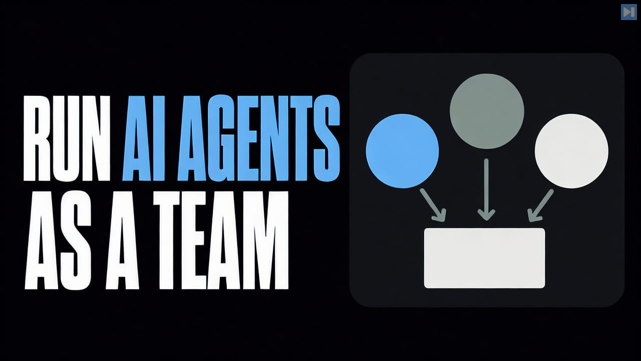 Three flat agent circles handing work to one task beside the words Run AI Agents as a Team