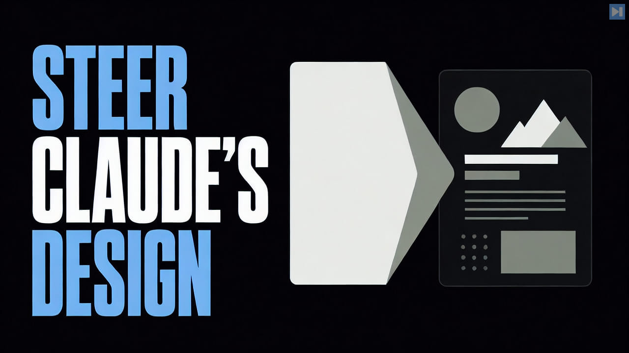 A flat before-and-after design illustration beside the words Steer Claude's Design