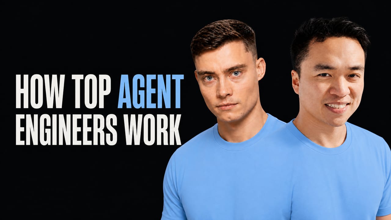 David Ondrej and Shawn Wang beside the words How Top Agent Engineers Work