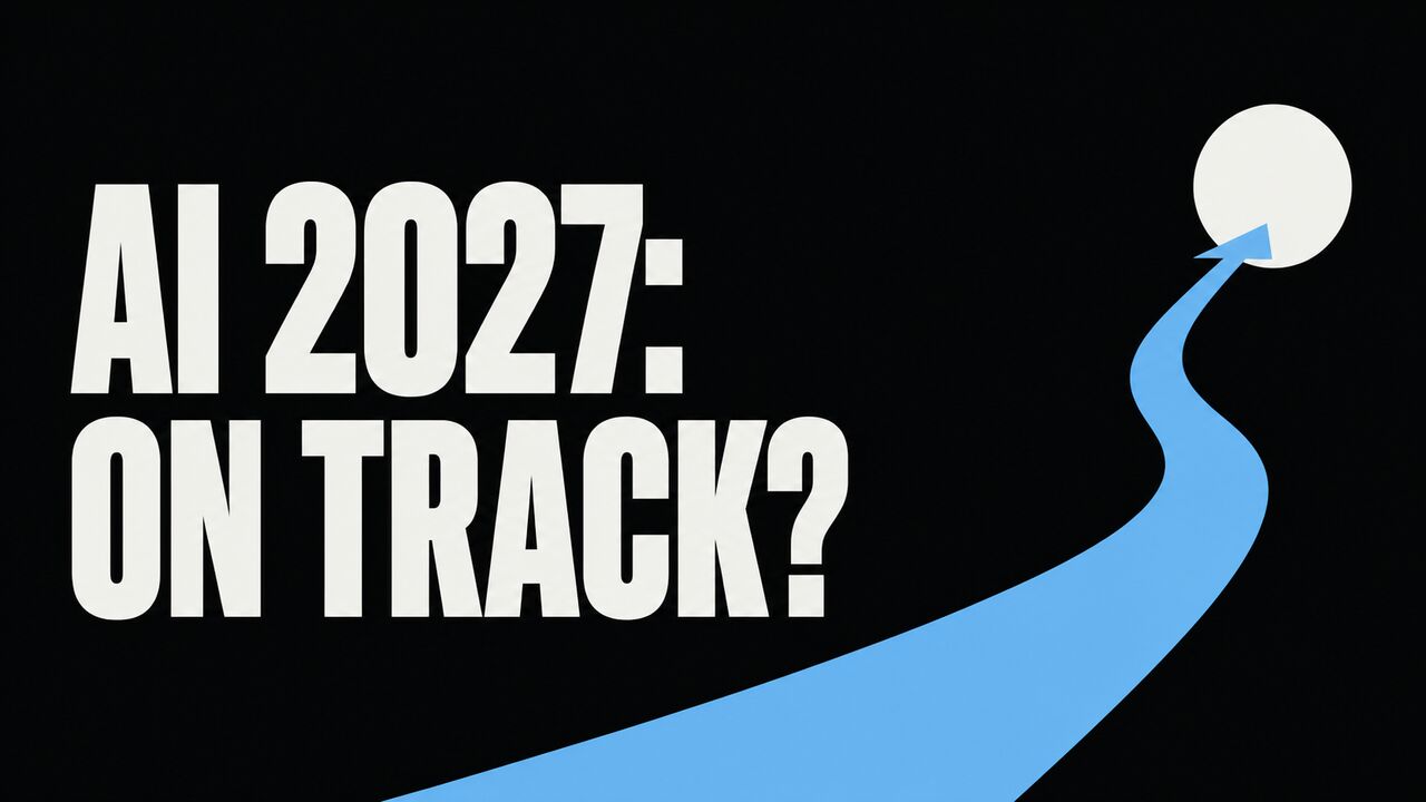 The words AI 2027: On Track beside an upward trajectory