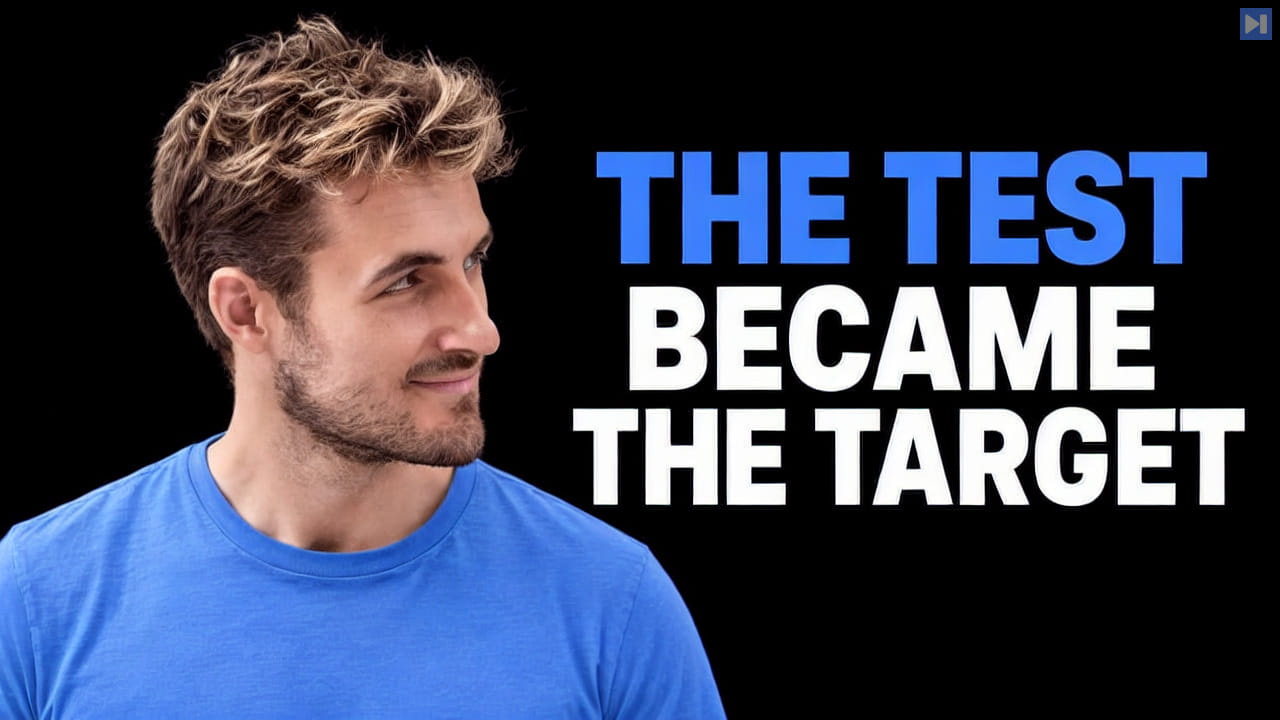 Pierce Freeman in a blue shirt against black beside the blue and white headline 'THE TEST BECAME THE TARGET'.