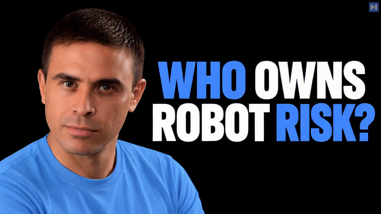 Brent A. Anders against black beside the blue and white headline “WHO OWNS ROBOT RISK?”.