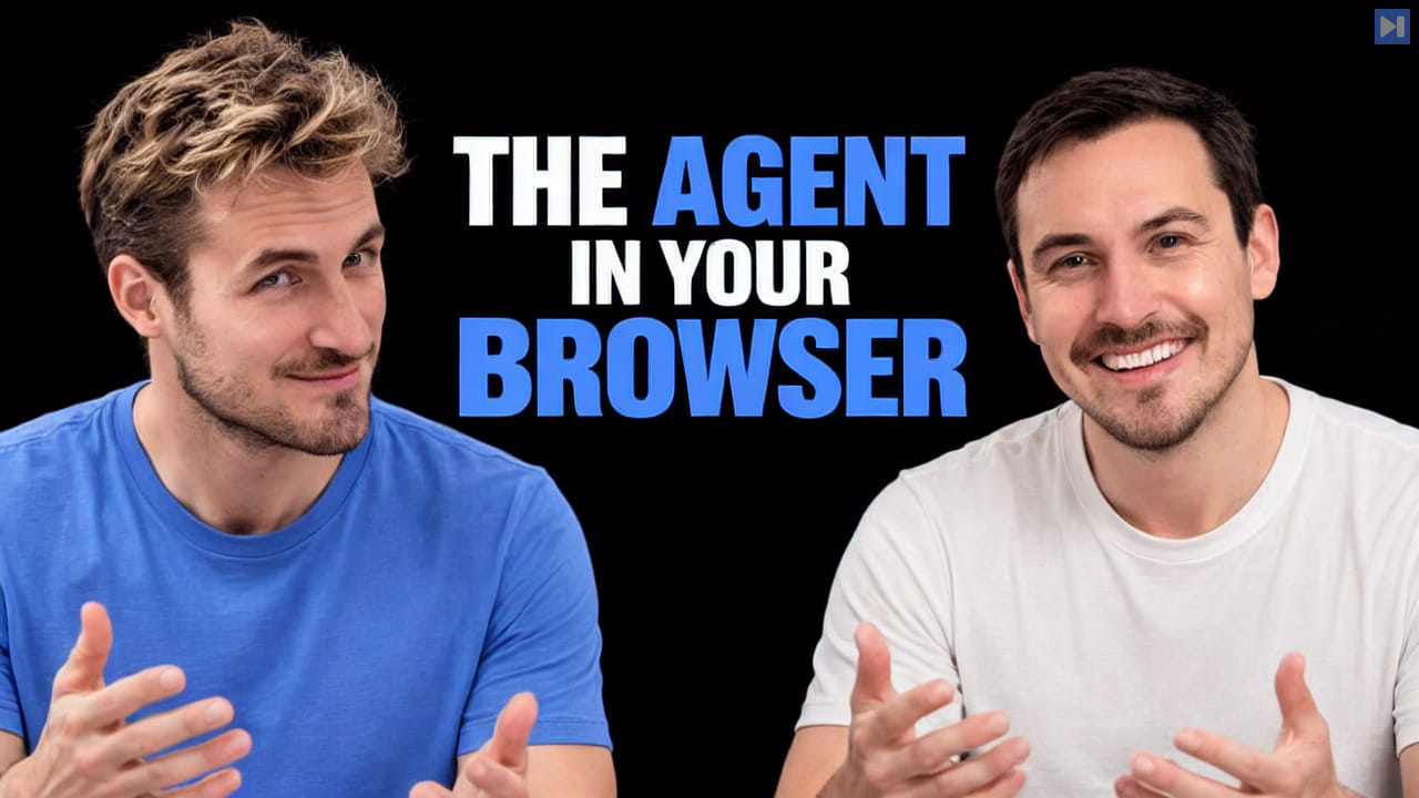Pierce Freeman and Richard Diehl Martinez in blue and white tops against black, alongside the blue and white headline "THE AGENT IN YOUR BROWSER".