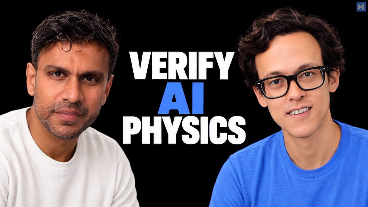 Curt Jaimungal and Jonathan Gorard against black beside the headline “VERIFY AI PHYSICS”, with AI in blue and the other words in white.