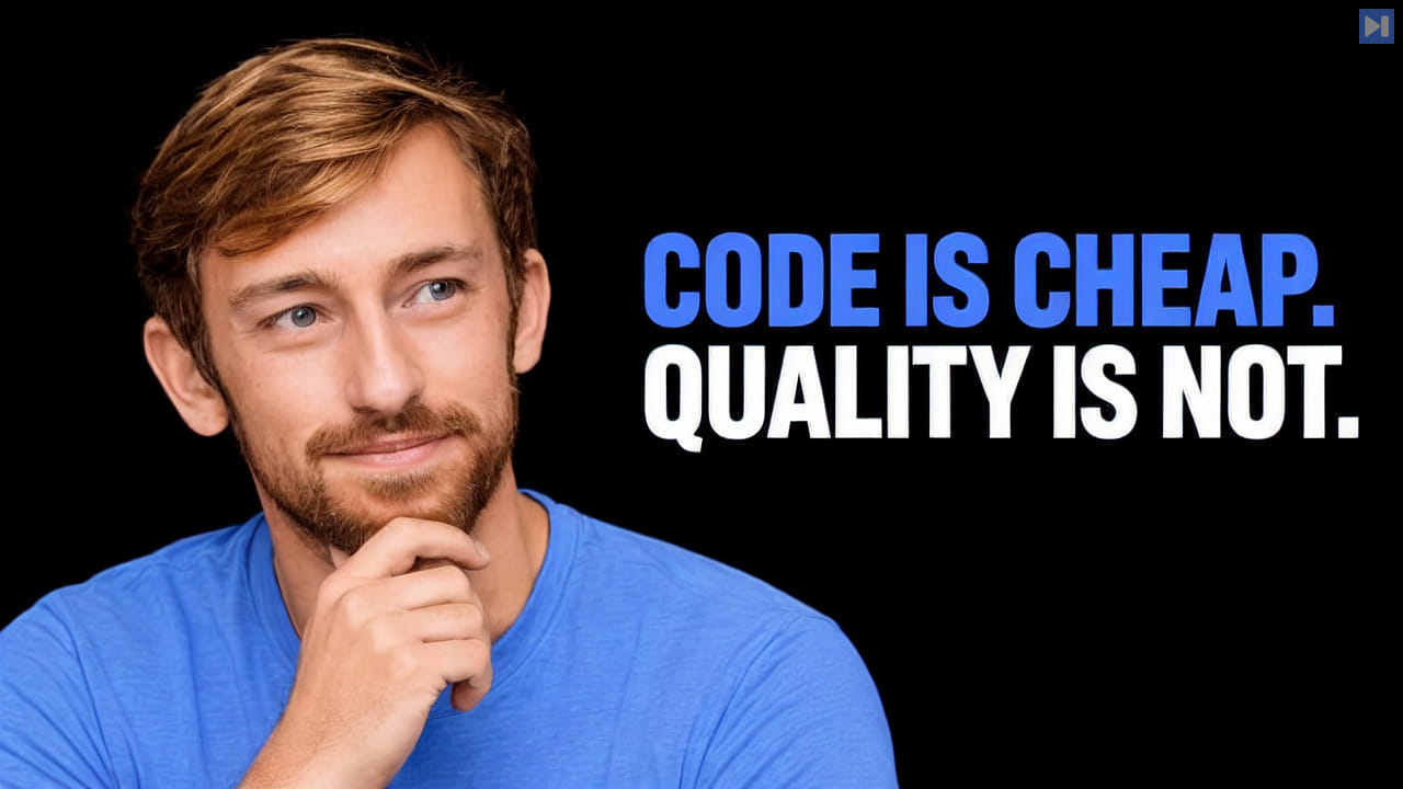 Jonathan Kelley beside the headline CODE IS CHEAP. QUALITY IS NOT.