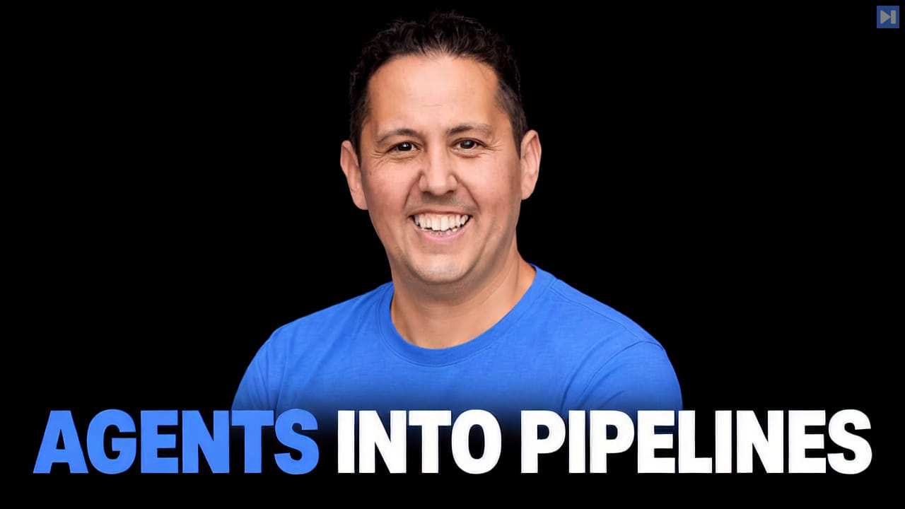 Jose Palafox beside the blue and white headline AGENTS INTO PIPELINES on a black background.