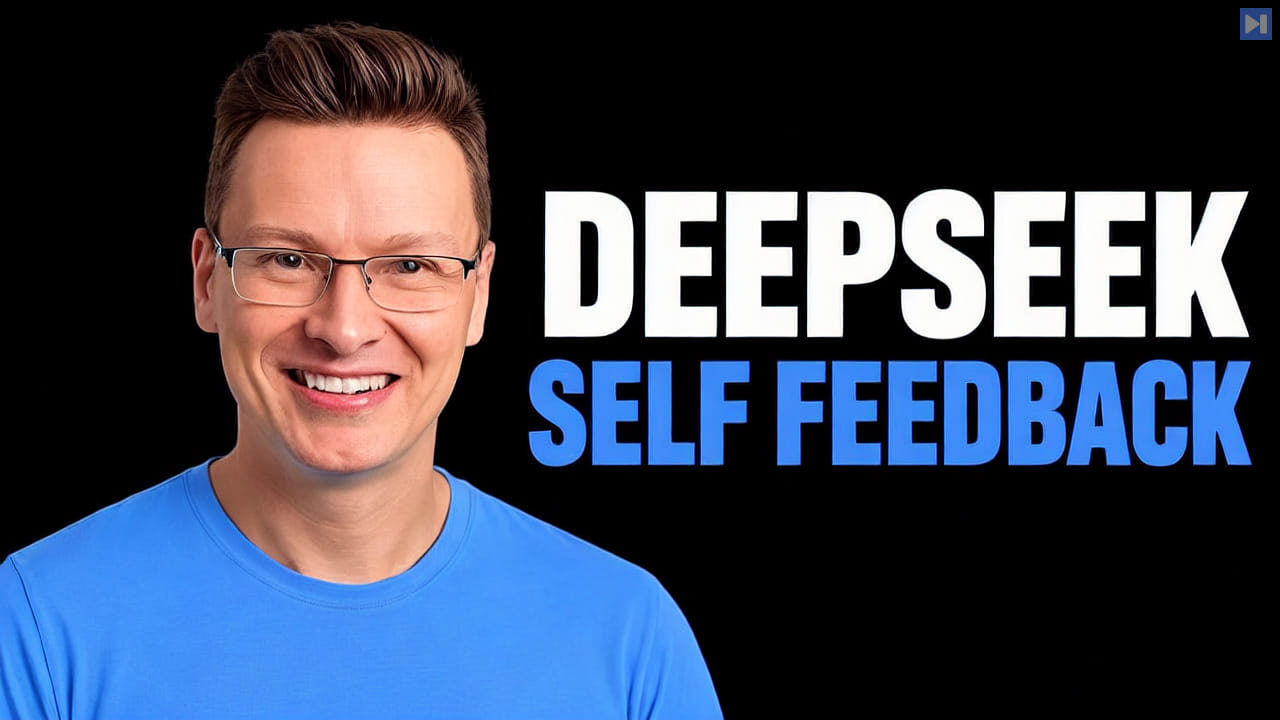 Károly Zsolnai-Fehér beside blue and white text reading DeepSeek Self Feedback.