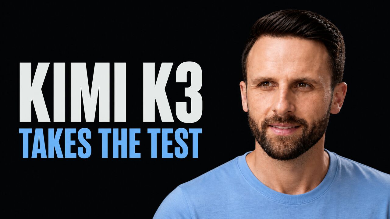 Portrait of Pat Simmons beside the words Kimi K3 Takes the Test