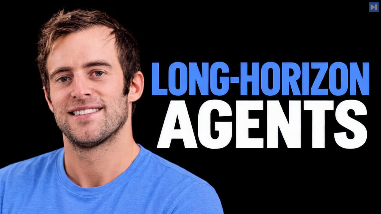 Lance Martin beside the blue and white headline LONG-HORIZON AGENTS on a black background.
