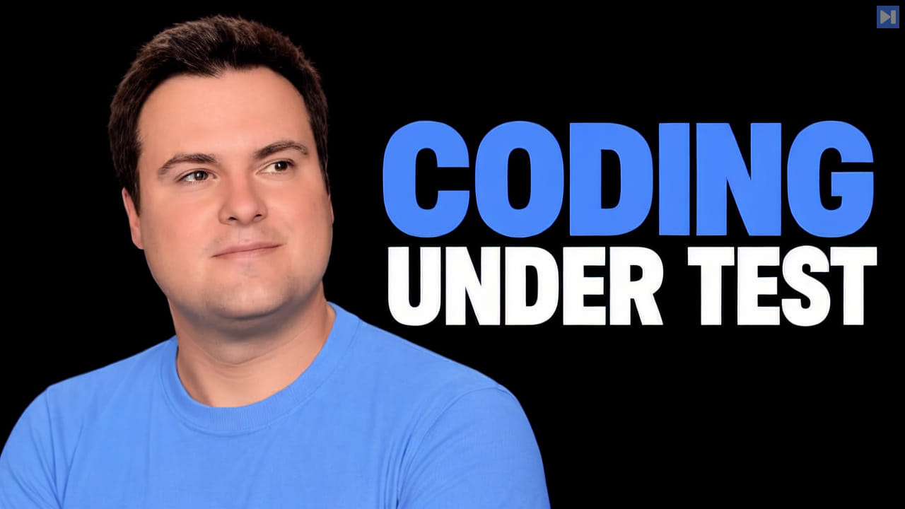 Bijan Bowen against a black background beside the blue-and-white headline “CODING UNDER TEST”.