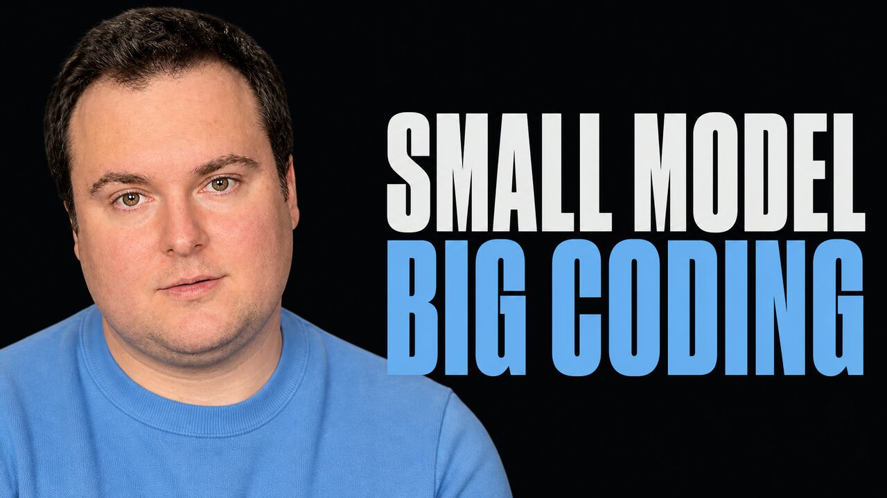 Portrait of Bijan Bowen beside the words Small Model Big Coding