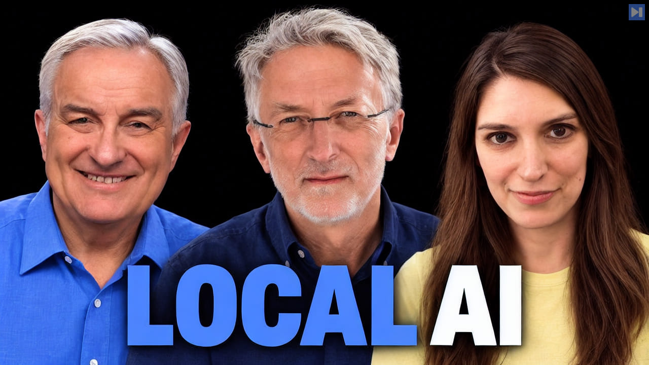 Leo Laporte, Jeff Jarvis and Christina Warren beside the headline Local AI on a black background.