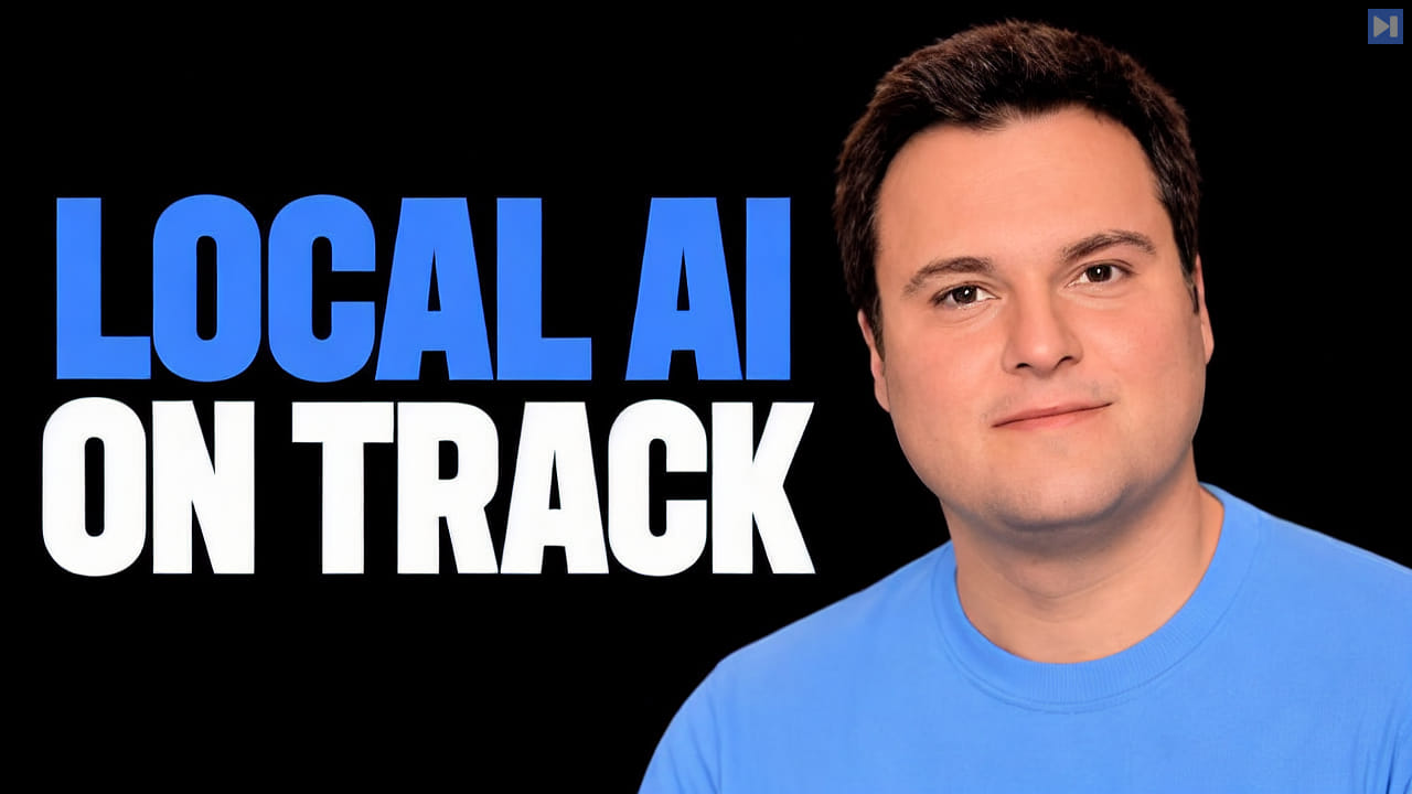 Bijan Bowen in a blue top beside the blue and white headline Local AI On Track on black.