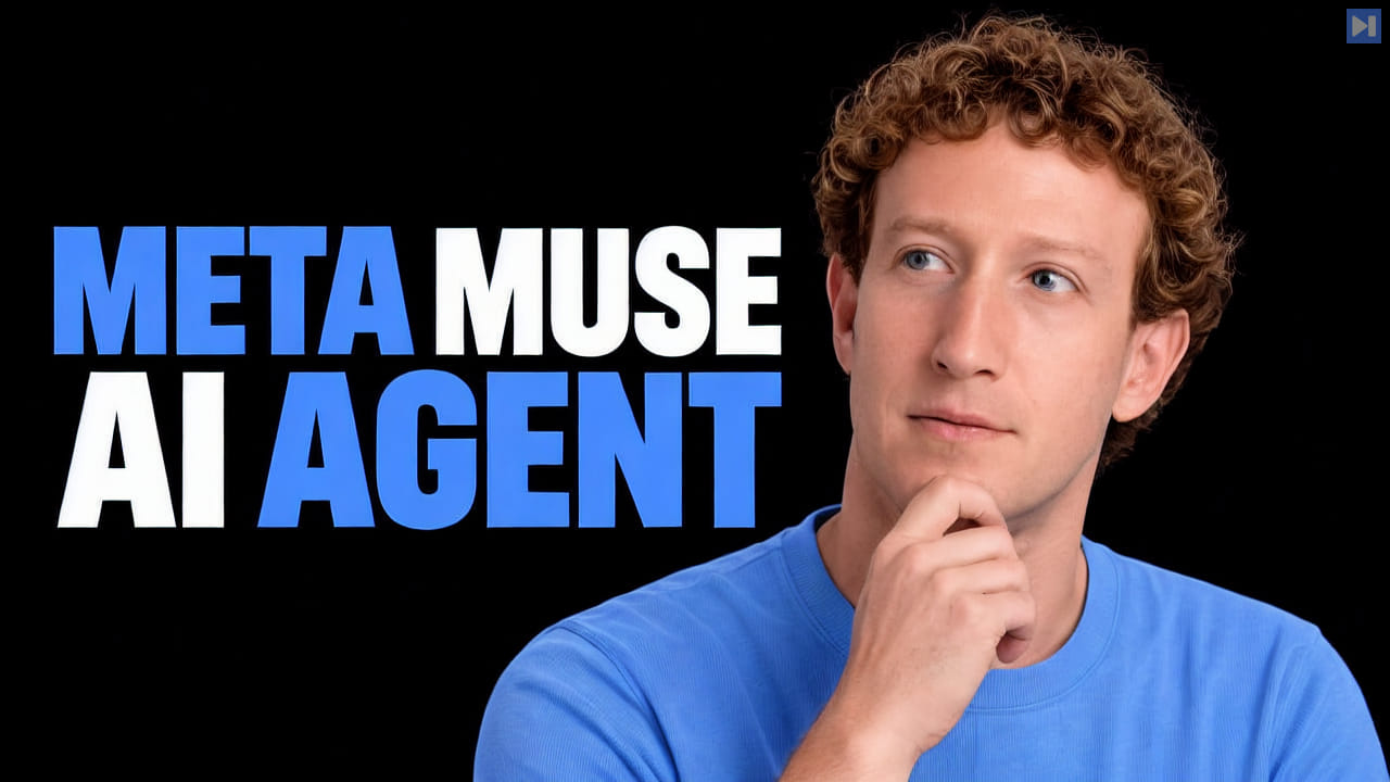 Mark Zuckerberg against a black background beside the headline “META MUSE AI AGENT”.
