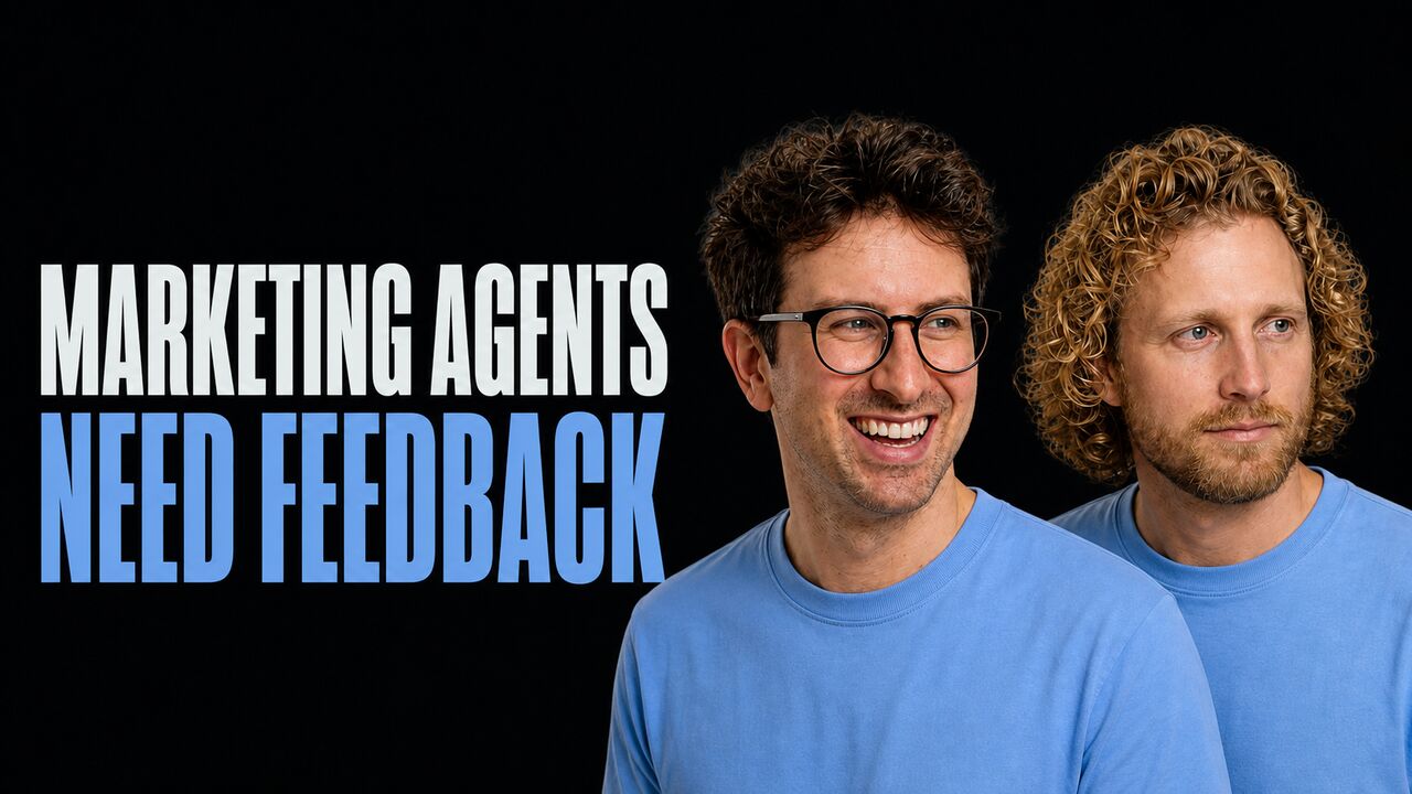 Portraits of Cody Schneider and Greg Isenberg beside the words Marketing Agents Need Feedback