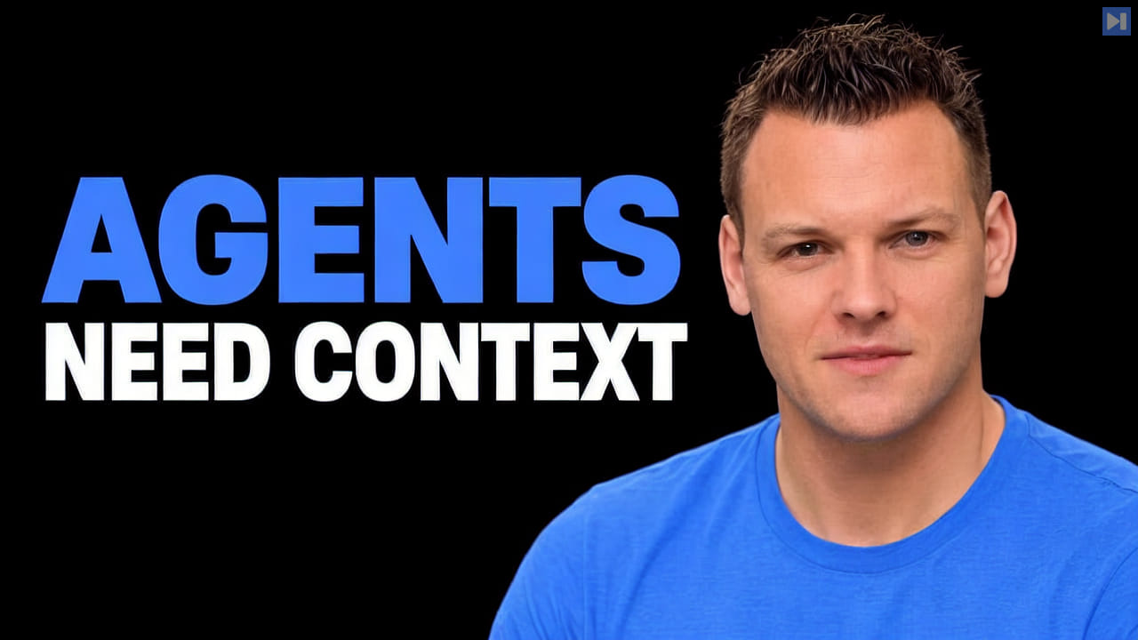 Matt Gibiec beside the blue and white headline AGENTS NEED CONTEXT against a black background.