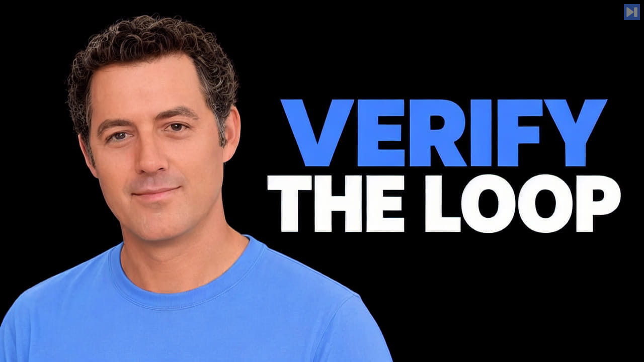 Matthew Berman beside the blue and white headline VERIFY THE LOOP on a black background.