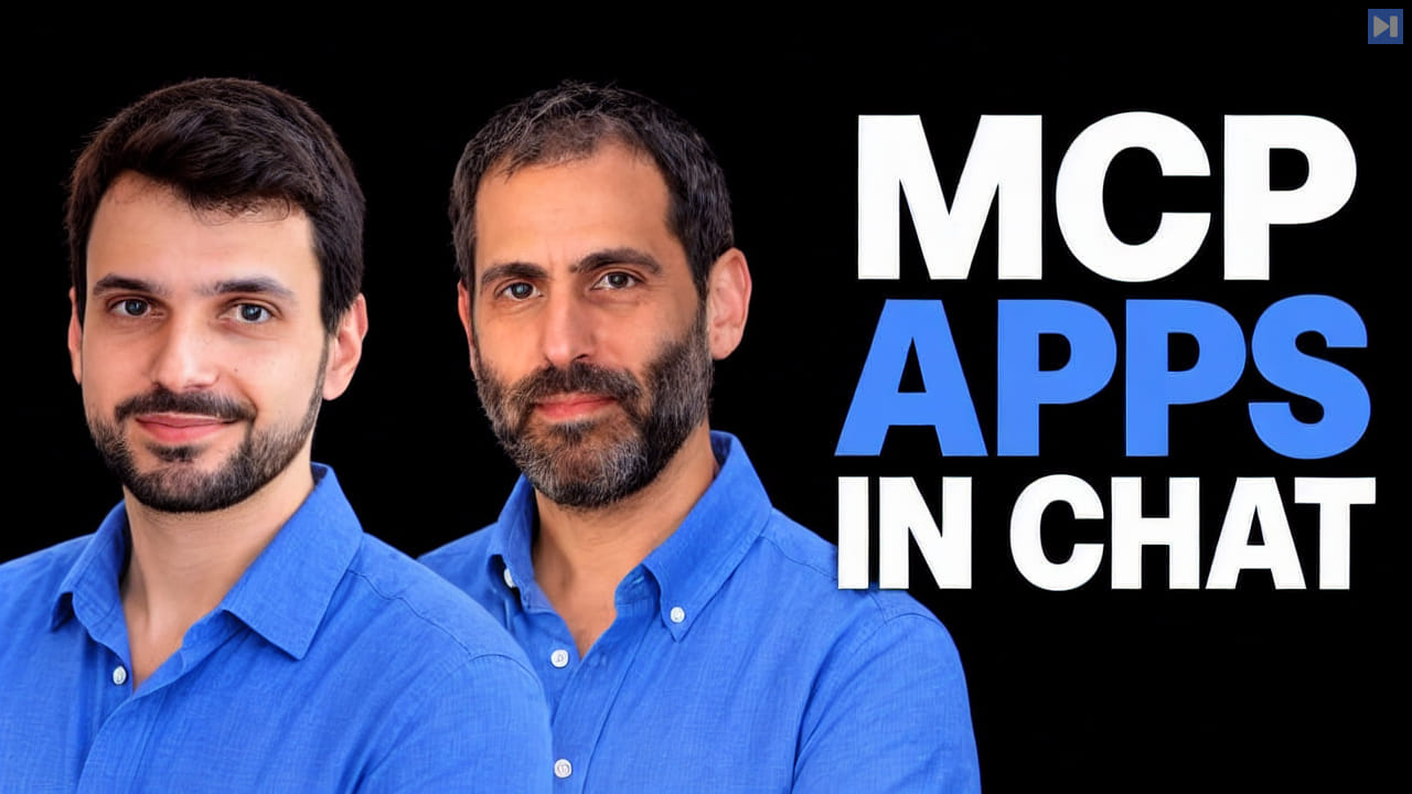 Ido Salomon and Liad Yosef in blue shirts against black beside the large white and blue headline ‘MCP APPS IN CHAT’.