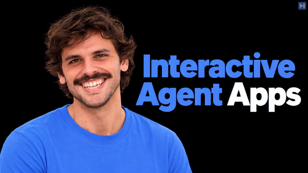 Pietro Zullo on black beside the blue and white headline Interactive Agent Apps.
