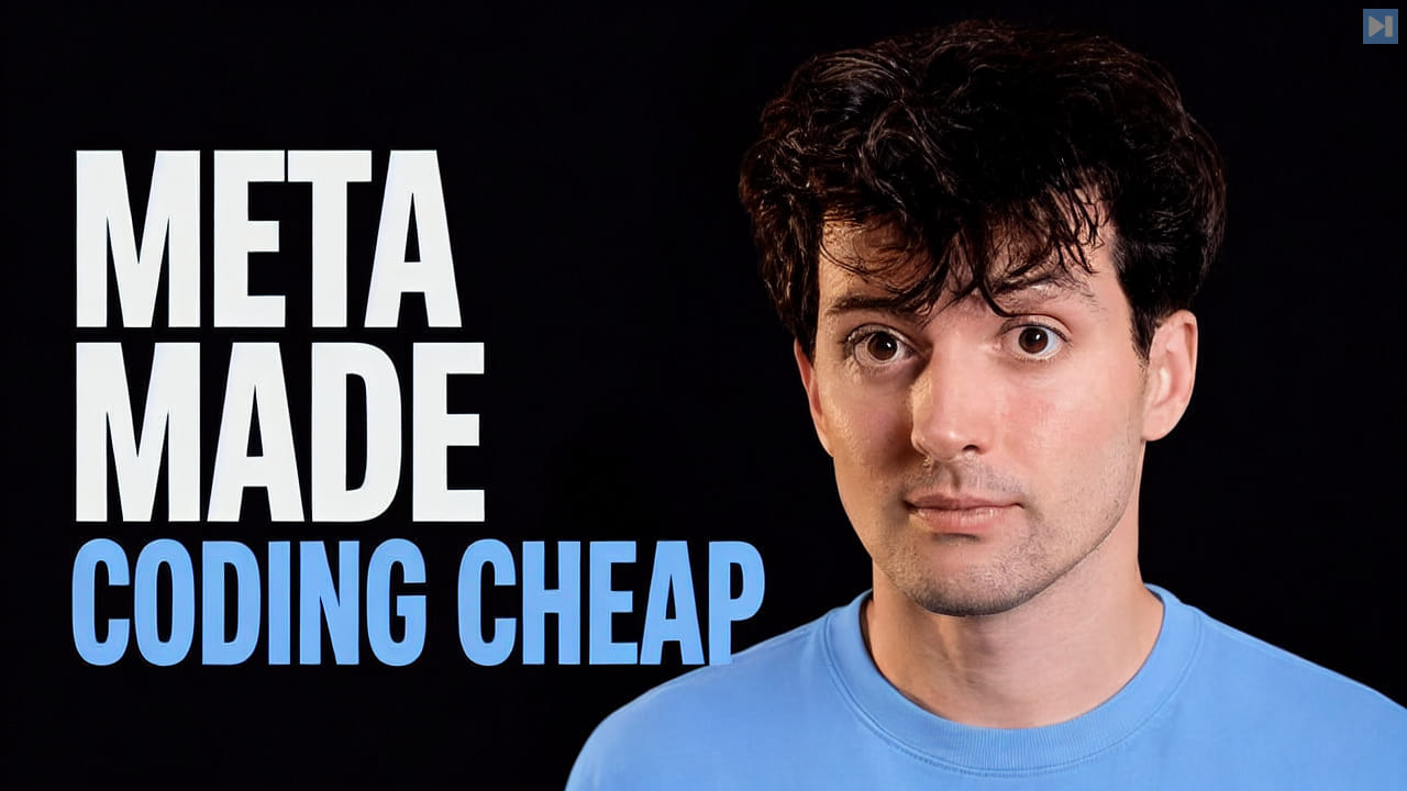 Theo Browne beside the words Meta Made Coding Cheap