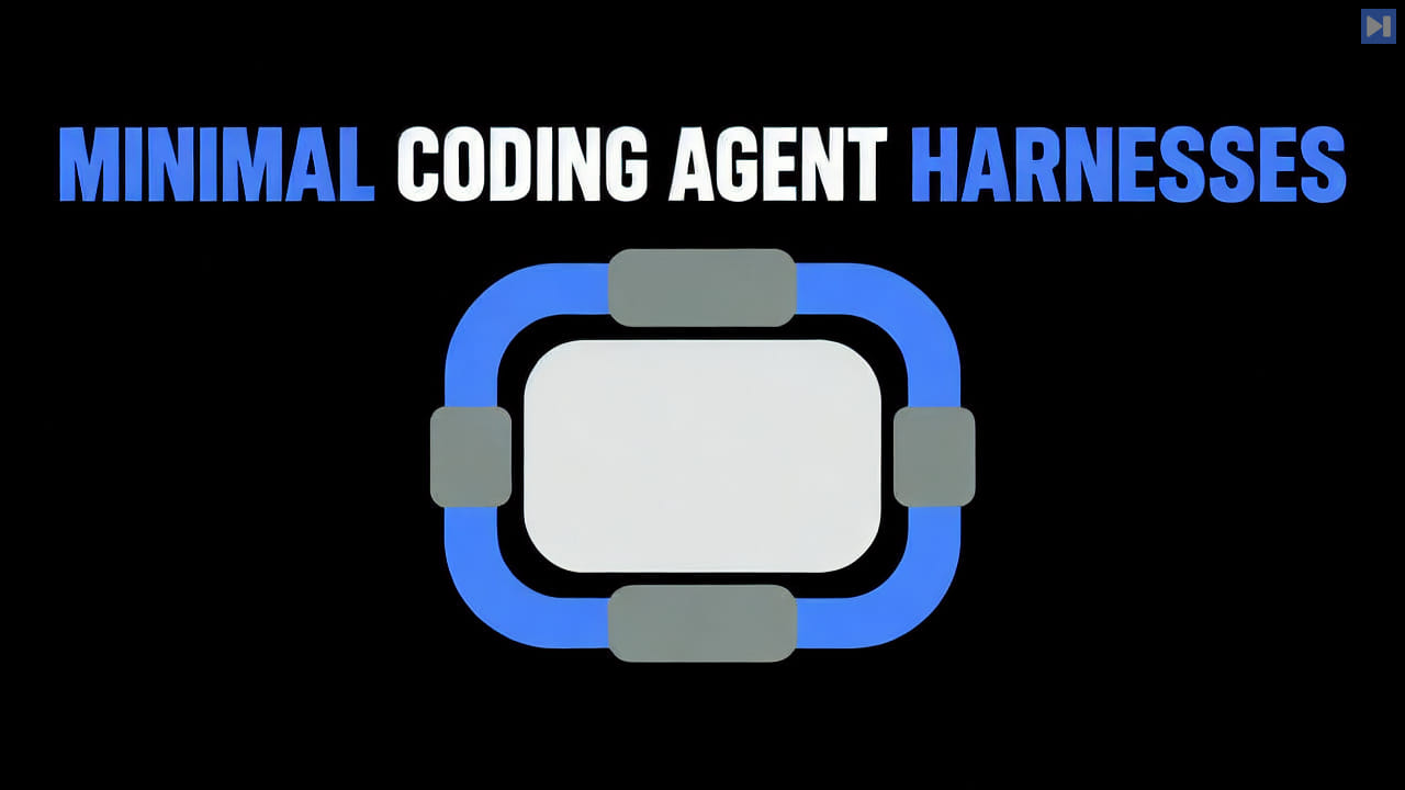 The headline MINIMAL CODING AGENT HARNESSES on a pure black background.