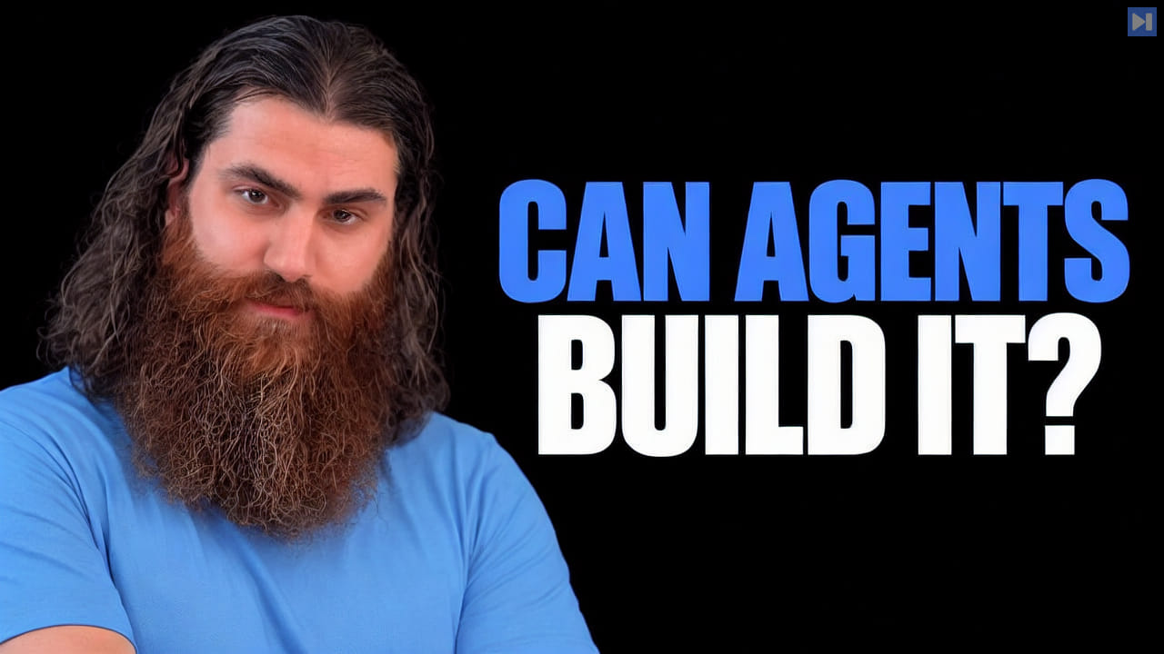 Mo Bitar beside the blue and white headline “CAN AGENTS BUILD IT?” on a black background.