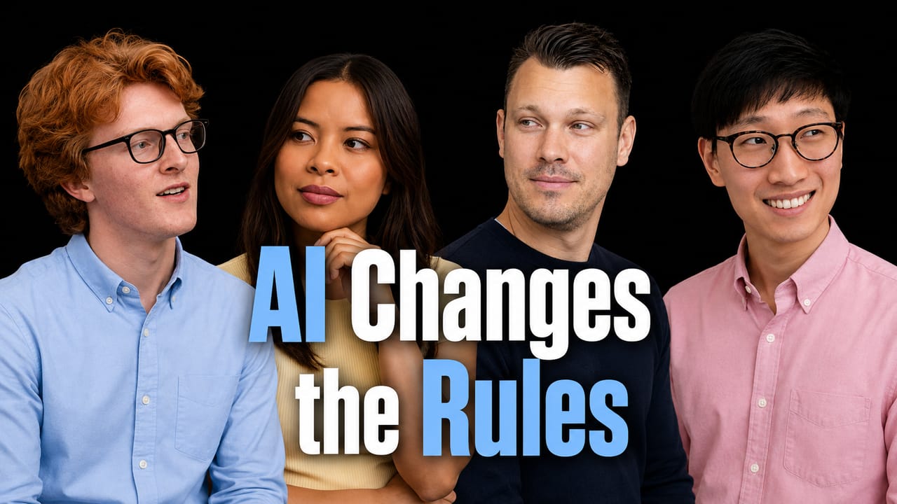 The MTS hosts and eight interview guests beside the headline AI Changes the Rules