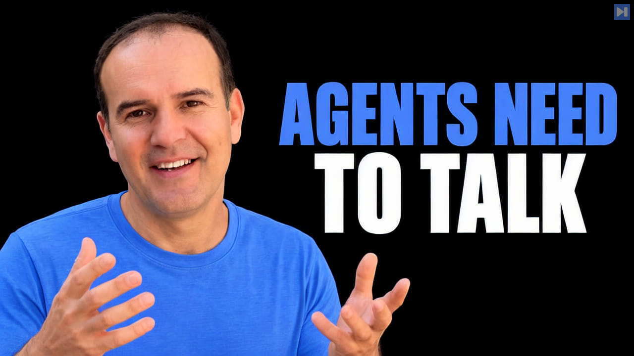 Vlad Luzin against a black background beside the blue and white headline “AGENTS NEED / TO TALK”.