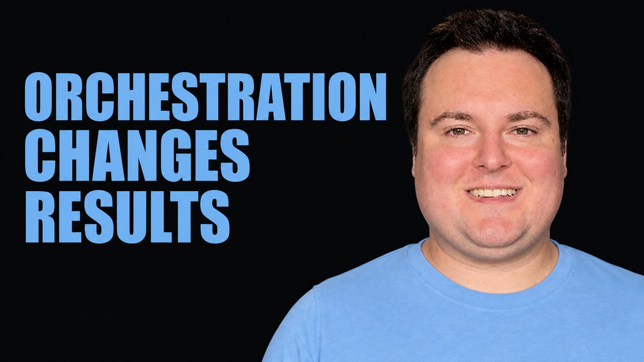 Portrait of Bijan Bowen beside the words Orchestration Changes Results