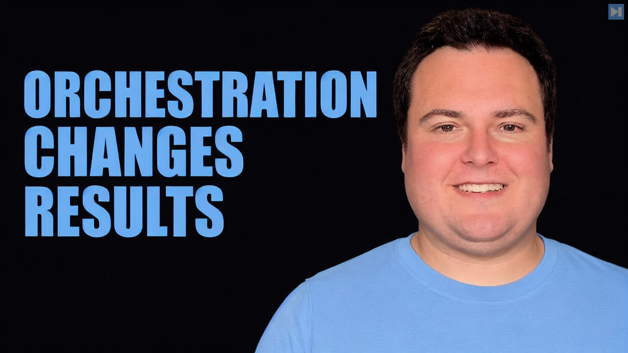 Portrait of Bijan Bowen beside the words Orchestration Changes Results