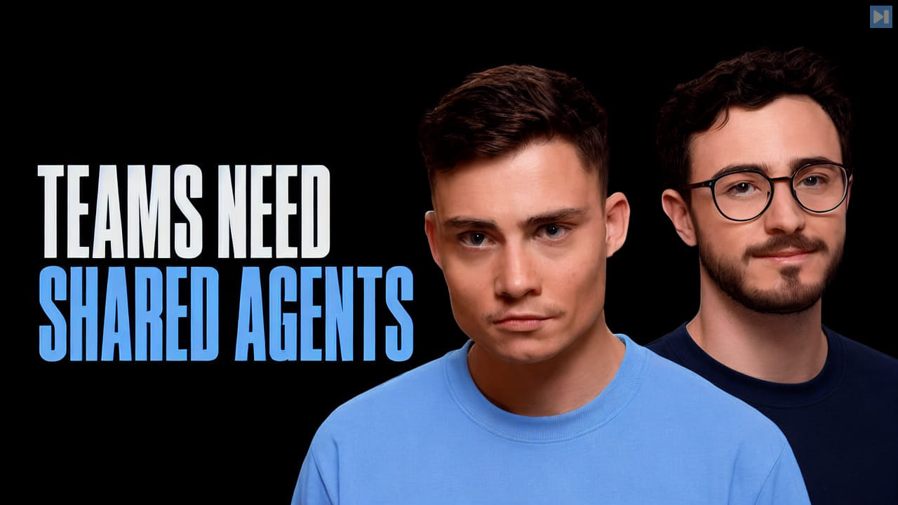 Portraits of David Ondrej and Flo Crivello beside the words Teams Need Shared Agents