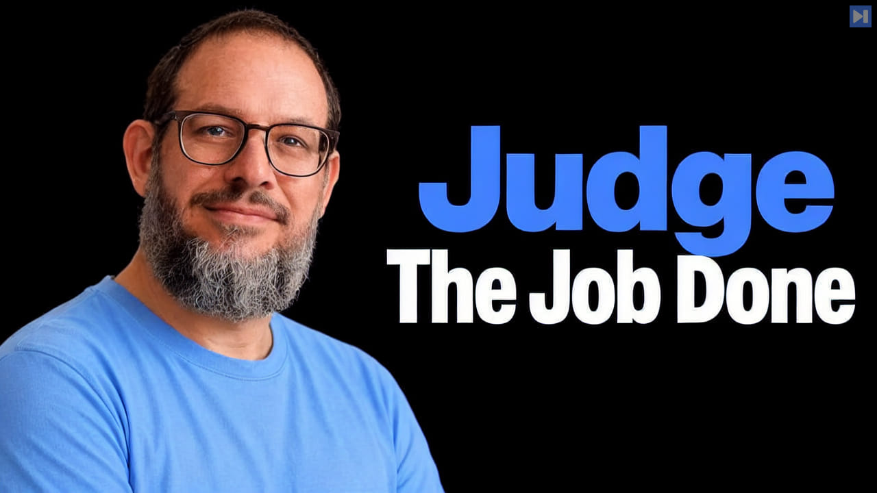 Nate B Jones against a black background beside the blue and white headline Judge The Job Done.