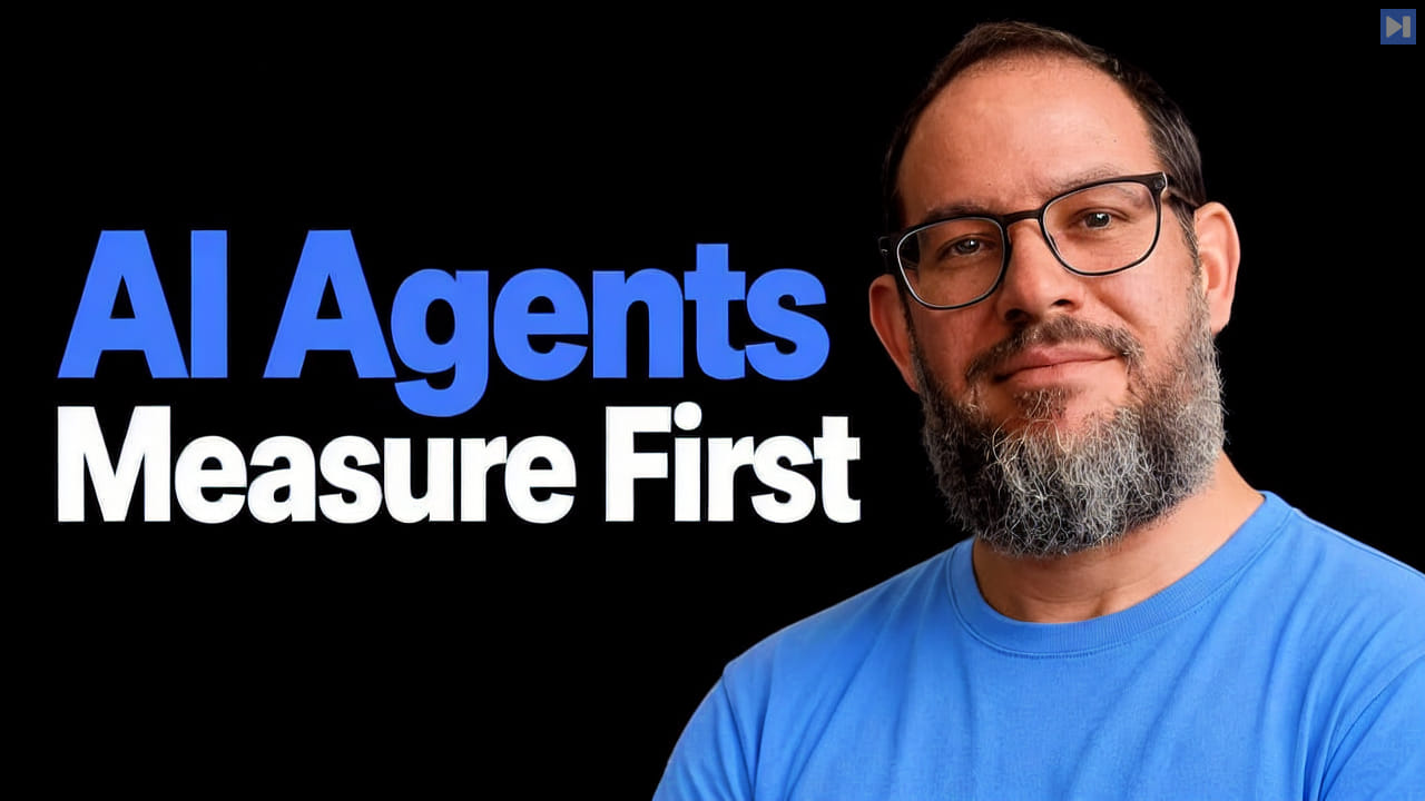Nate B Jones beside the blue and white headline AI Agents Measure First on a black background.