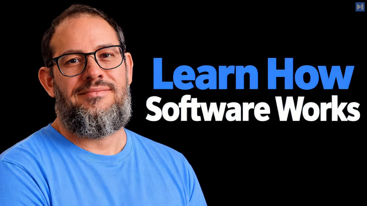 Nate B Jones beside the blue and white headline Learn How Software Works on a black background.