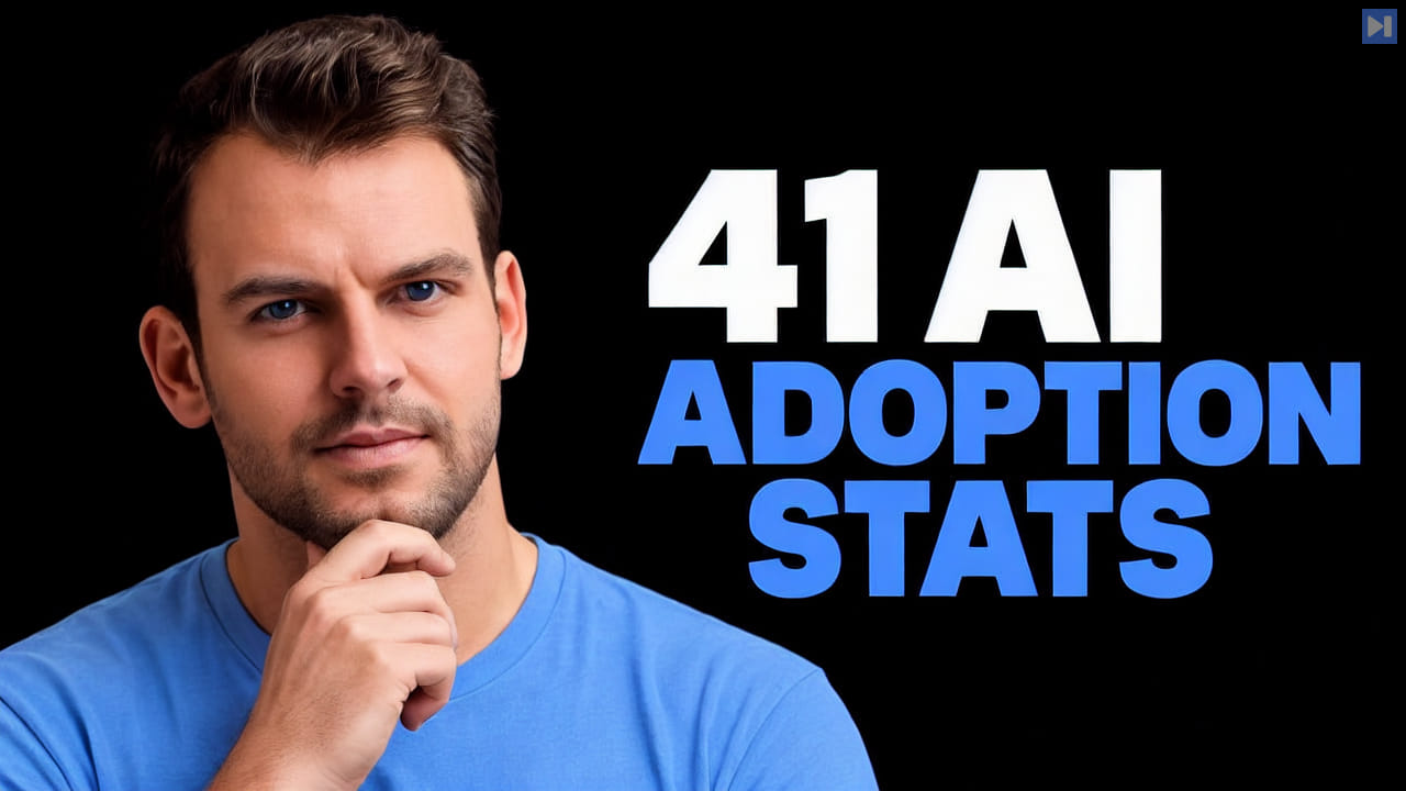 Nathaniel Whittemore beside the two-color headline 41 AI Adoption Stats on a pure black background.