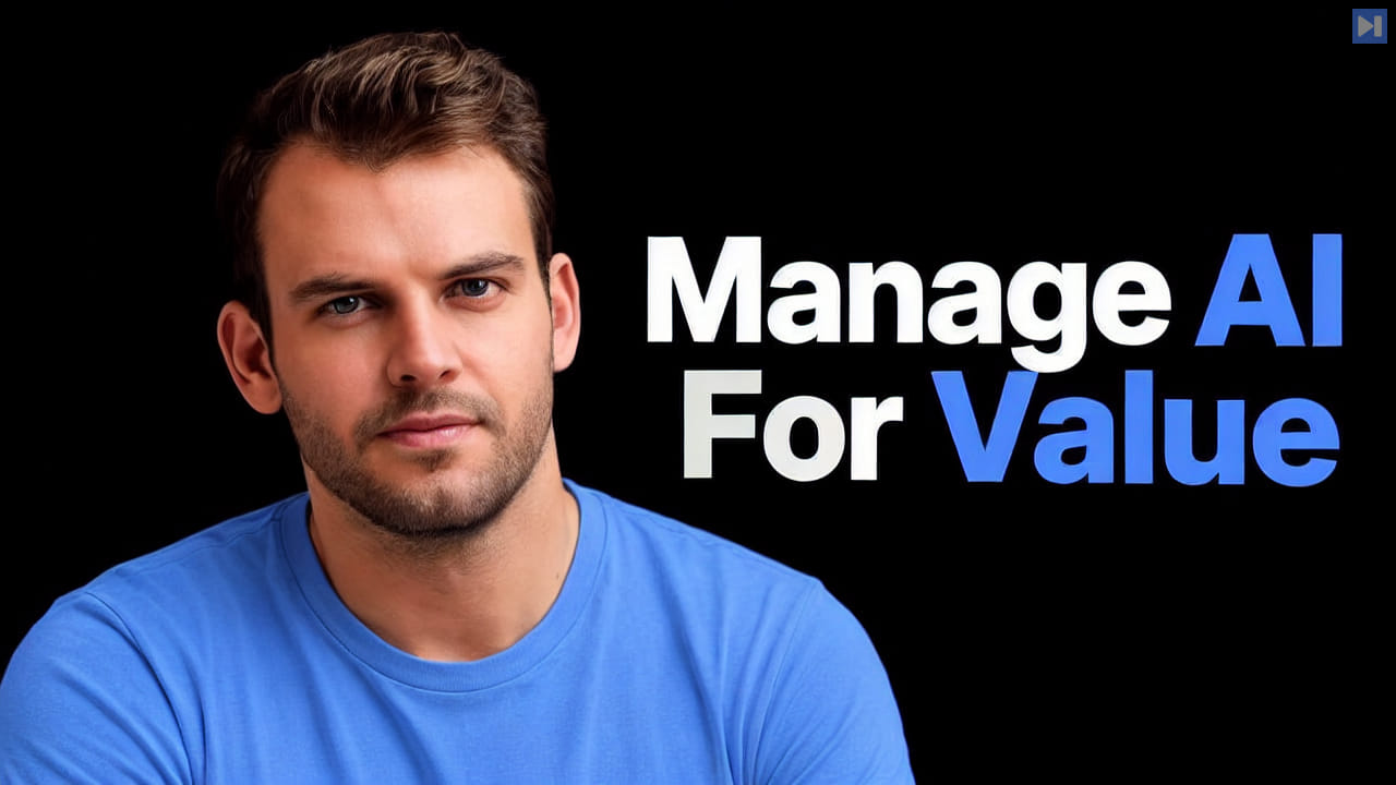 Nathaniel Whittemore beside the blue and white headline Manage AI For Value on black.