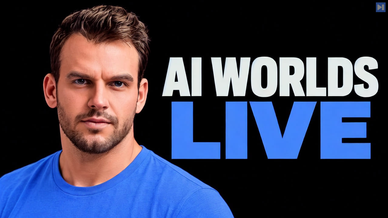 Nathaniel Whittemore beside the words AI WORLDS LIVE.
