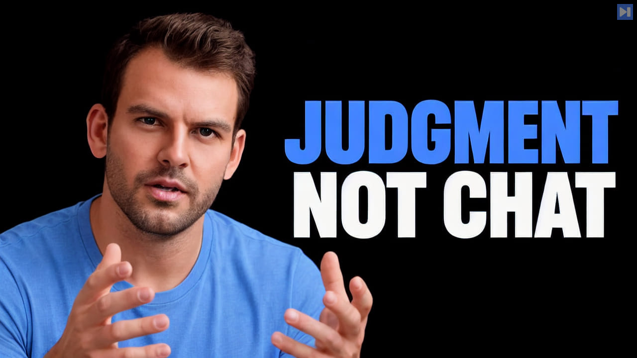 Nathaniel Whittemore is shown beside the blue-and-white headline JUDGMENT NOT CHAT on a black background.