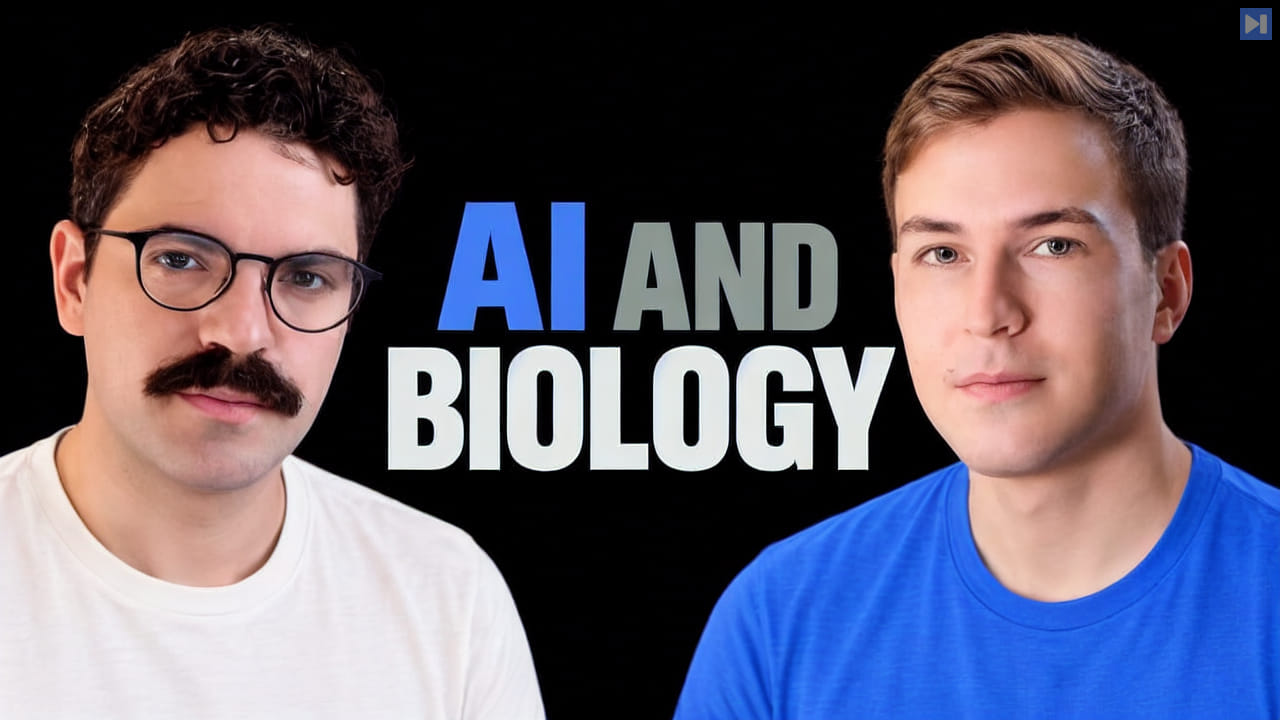 Gabriel Dickinson and Niko McCarty beside the words AI AND BIOLOGY.