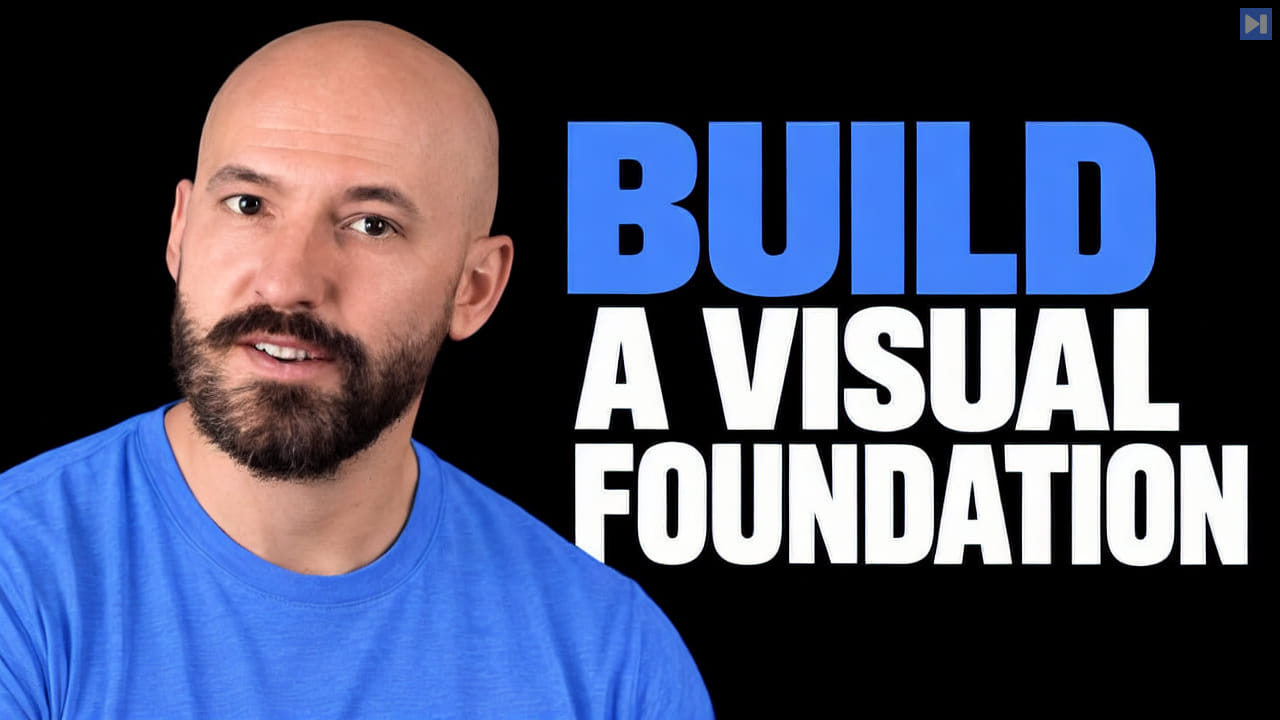Nolan Michaels on a black background with the headline BUILD A VISUAL FOUNDATION in blue and white.