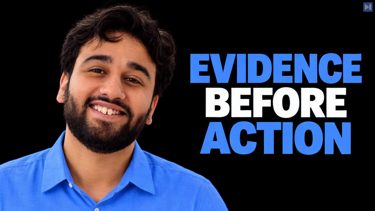 Anant Shankhdhar in a blue shirt against black beside the blue-and-white headline EVIDENCE BEFORE ACTION.