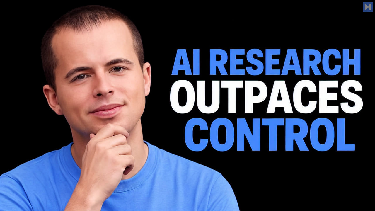 Jakub Pachocki against a black background beside the headline “AI RESEARCH OUTPACES CONTROL”.