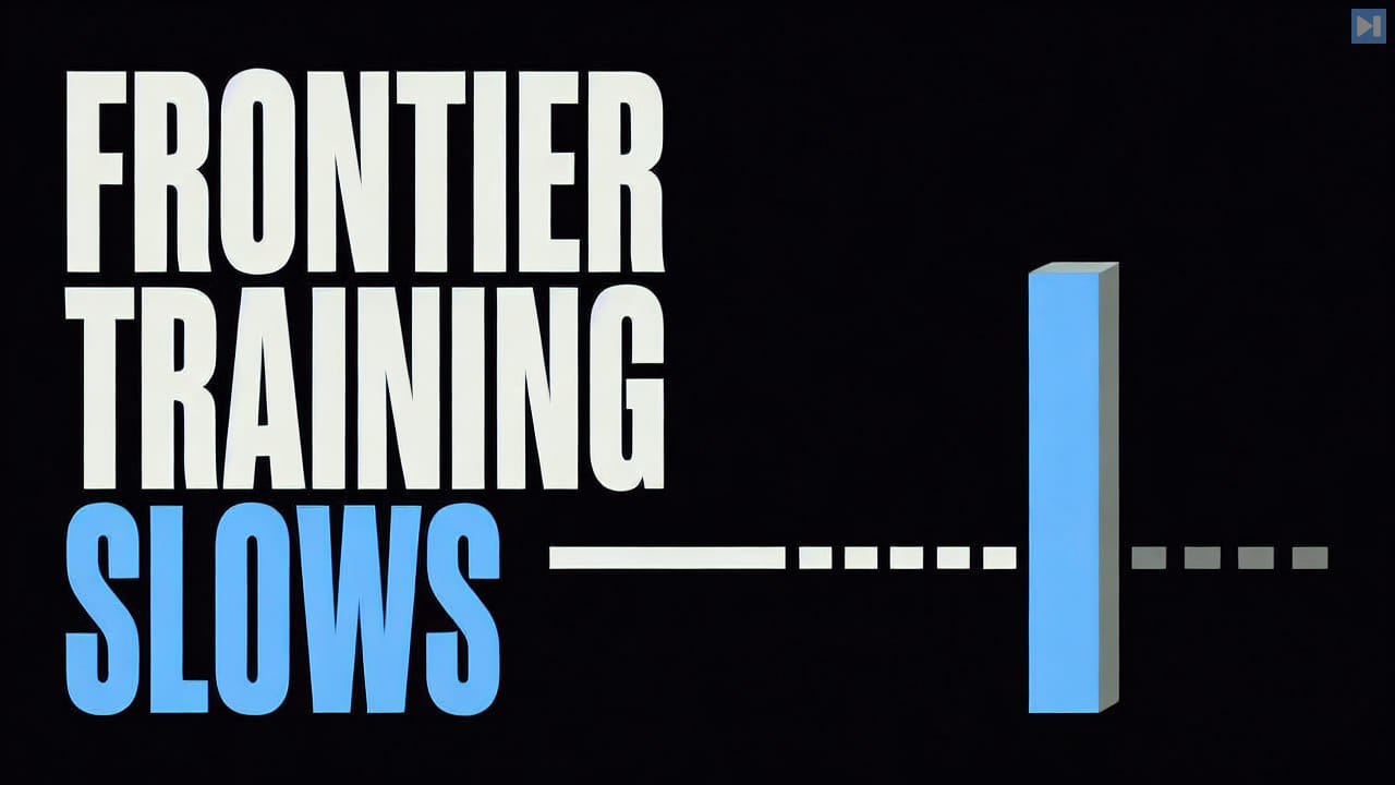 Words Frontier Training Slows beside a simplified progress line stopped by a safety gate