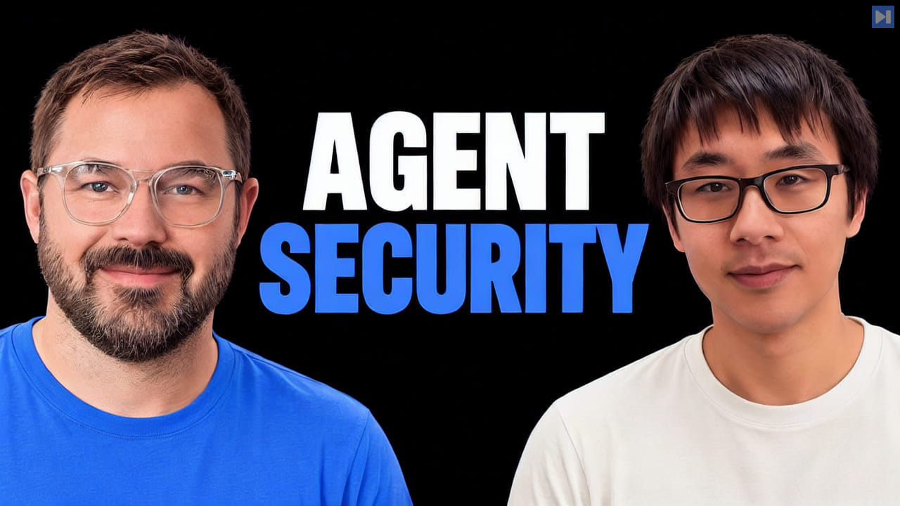 Graham McBain and Kevin Lin beside the words AGENT SECURITY on black.