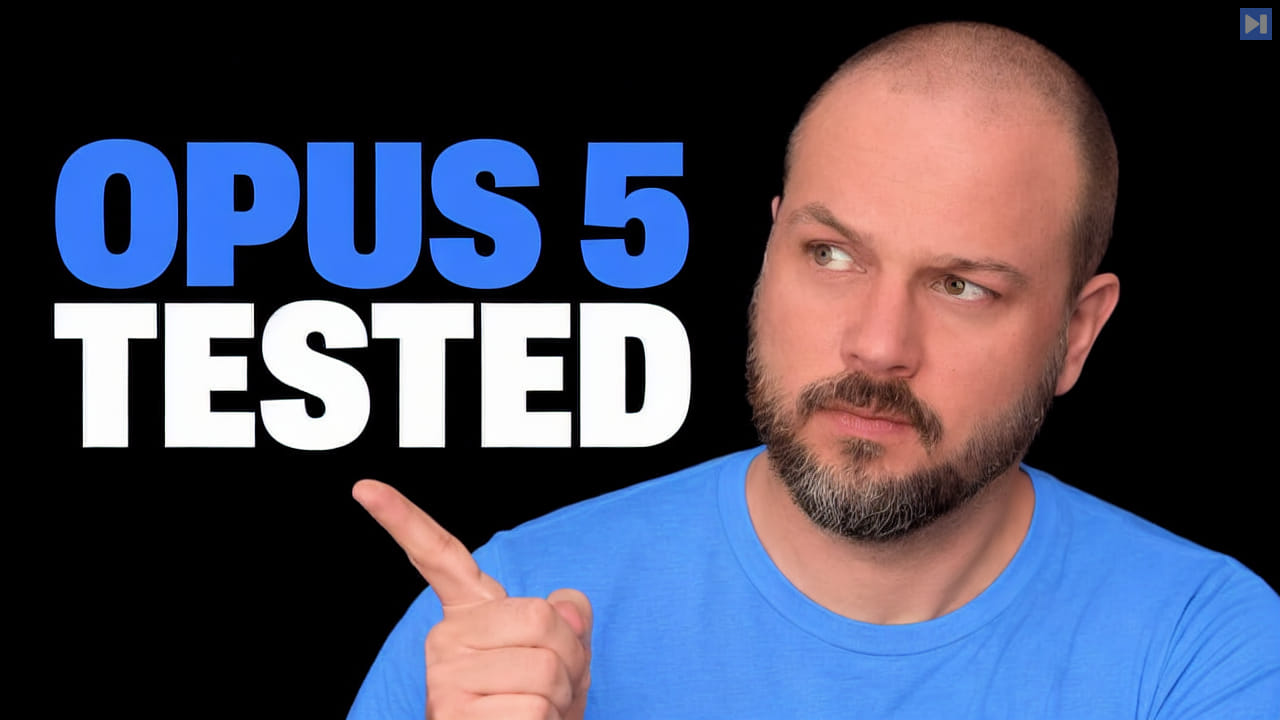 Wes Roth beside the blue-and-white headline “OPUS 5 TESTED” on a black background.