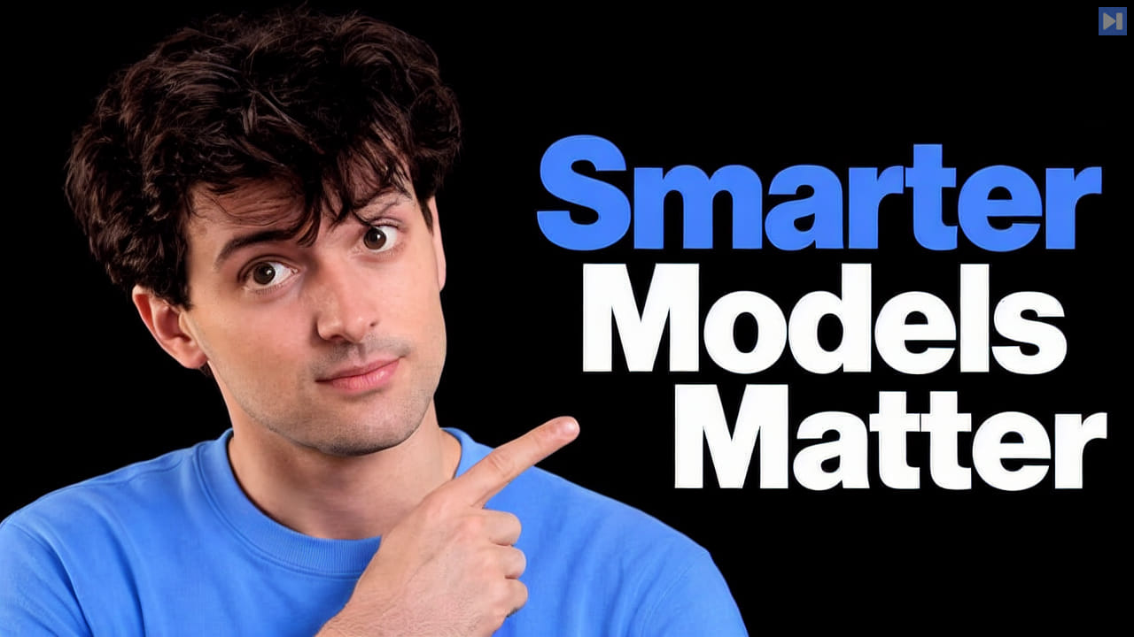 Theo Browne against a black background beside the blue and white headline "Smarter Models Matter".