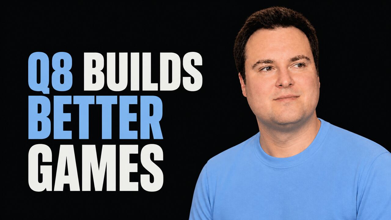 Portrait of Bijan Bowen beside the words Q8 Builds Better Games