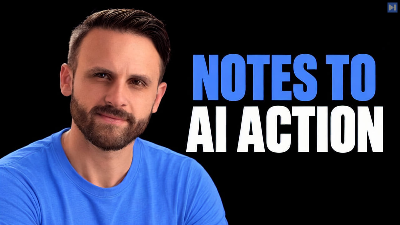 Pat Simmons beside the blue and white headline “NOTES TO AI ACTION” on a black background.