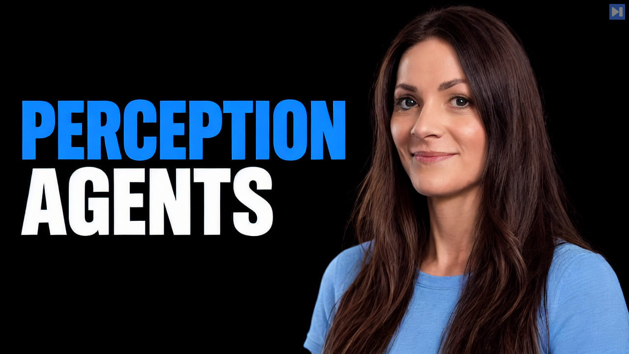 Antje Barth beside the headline PERCEPTION AGENTS in blue and white on a black background.