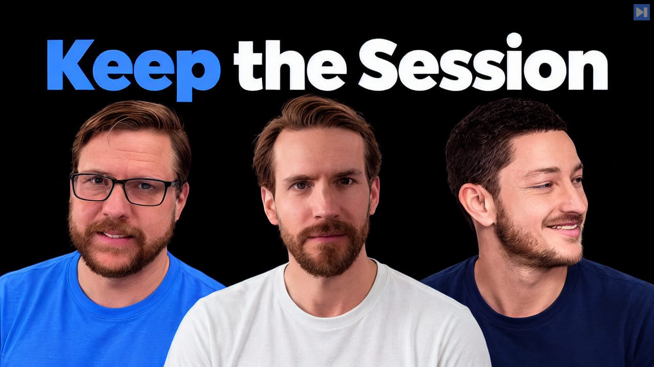 Hannes Rudolph, Patrick Erichsen and Peter Steinberger against black beside the headline Keep the Session.